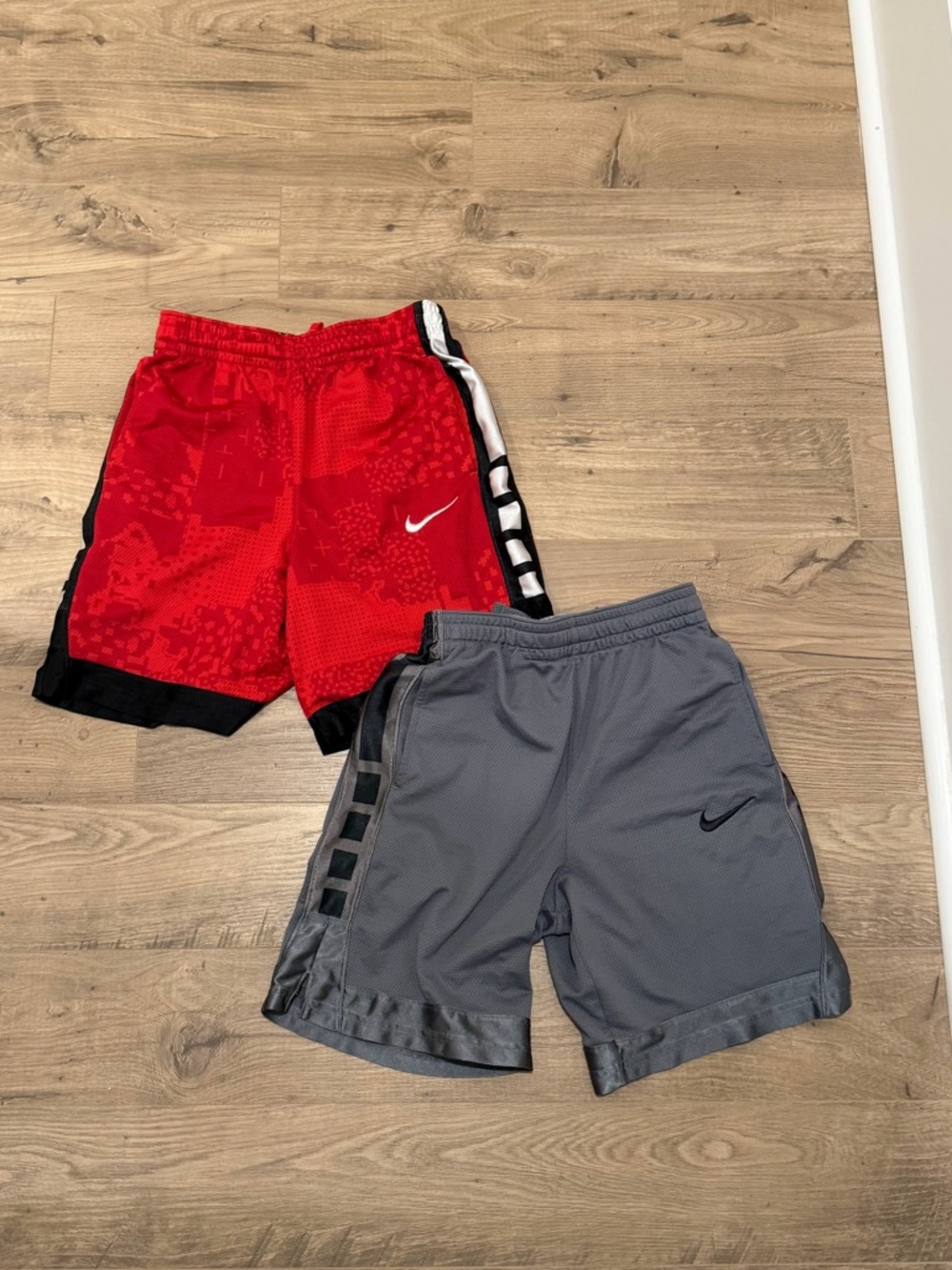 Nike Kids Red and Gray Sport Shorts Duo